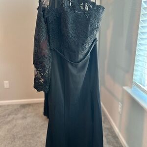 Fashion Nova Black Off the Shoulder Bishop Sleeve Gown